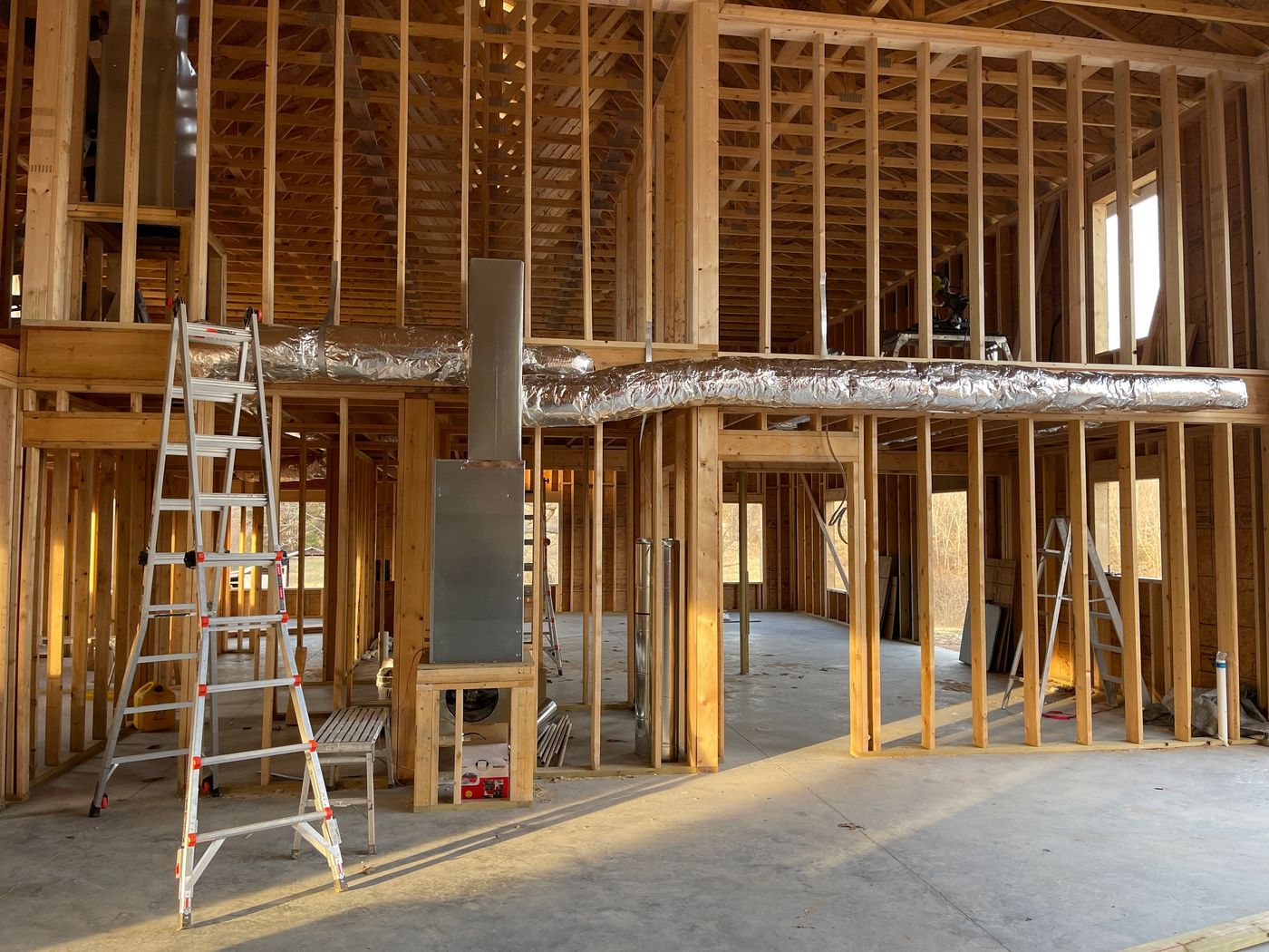 Ductwork and equipment during construction